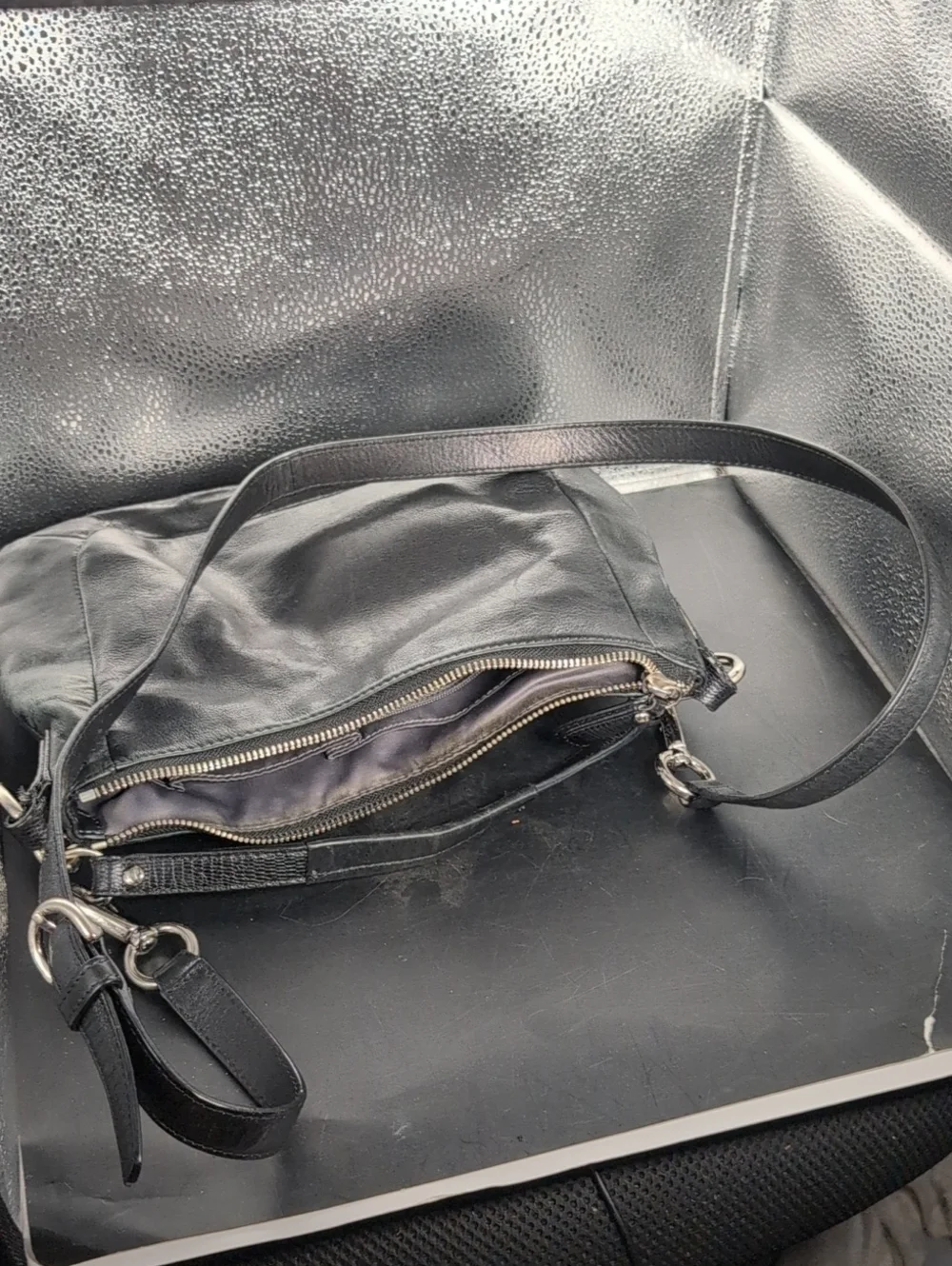 Coach Hobo 19292 Kirstin Black Leather Shoulder Bag With Long Strap